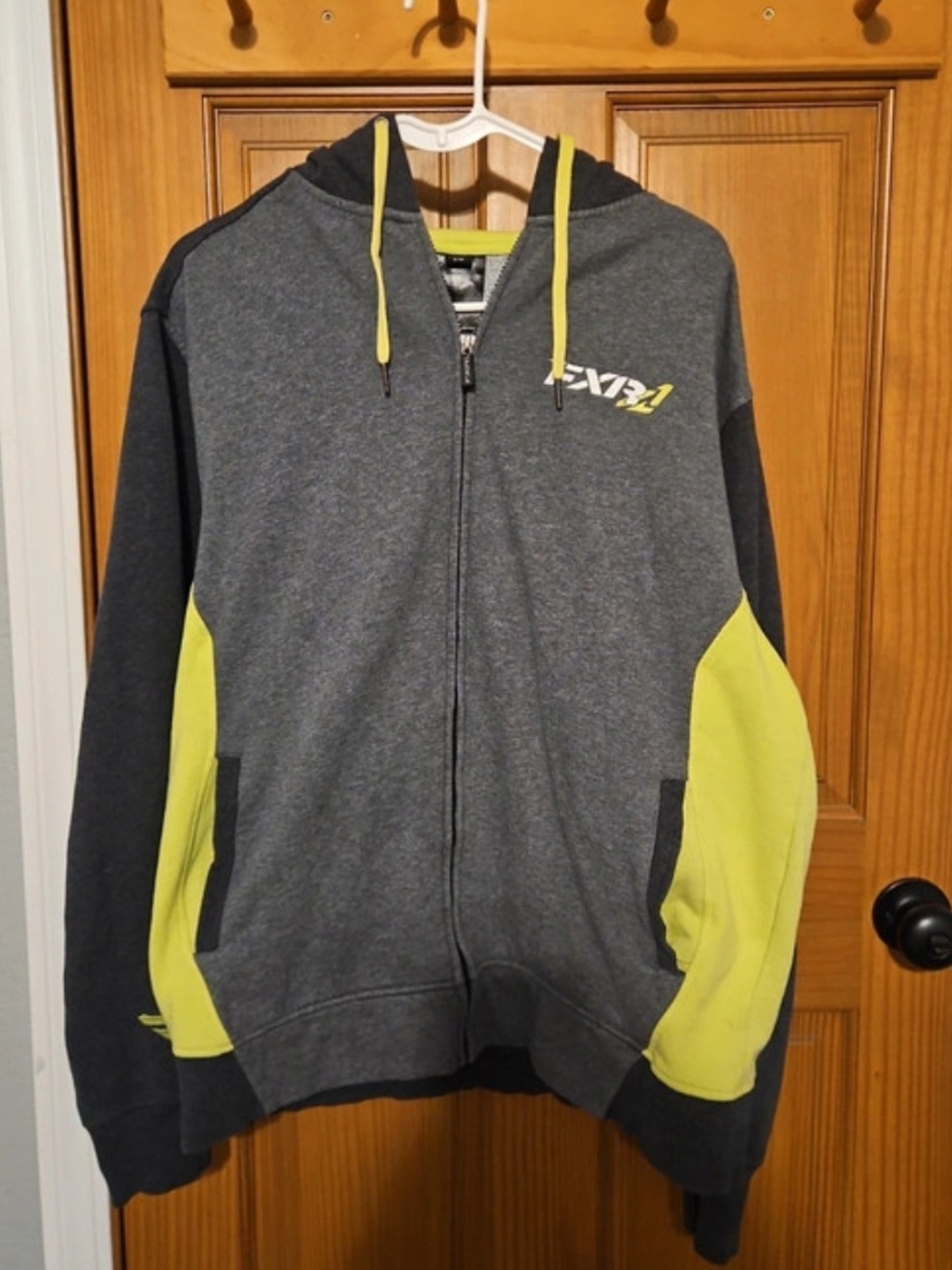 Mens Grey & Lime Zip-Up FXR Hoodie Jacket